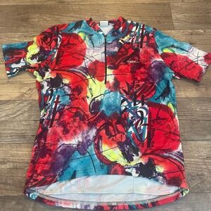 Vintage Trek USA Cycling Jersey Mens Large Abstract Graffiti Print Made in USA